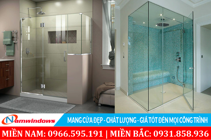 Mẫu cửa kính phòng tắm vuông