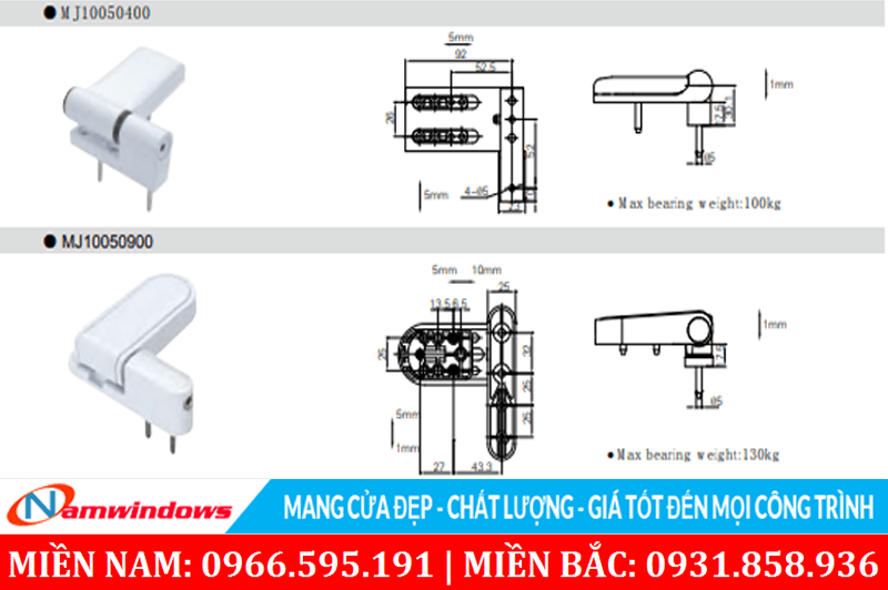 Bản lề 3D còn khác nhau ở thông số kỹ thuật