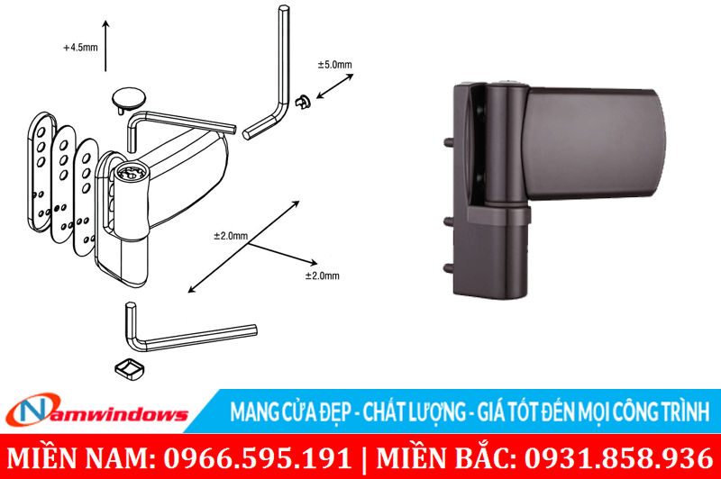 Bản lề 3D sử dụng cho cửa