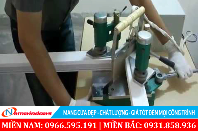 Ép góc bằng máy hàn 1 đầu cầm tay
