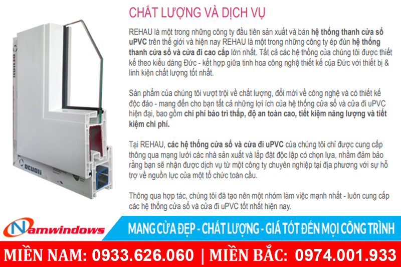 Chất lượng và dịch vụ của Rehau ở dòng cửa nhựa cao cấp
