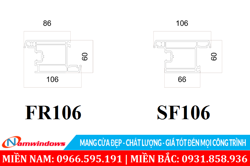 Cánh cửa mở ra SF106 và mở vào FR106 