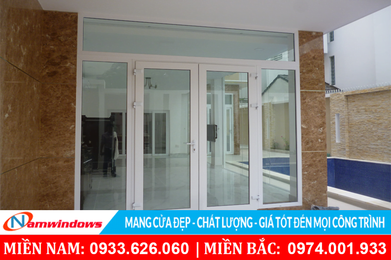 Cửa nhựa lõi thép 2 cánh mở 2 cánh chết