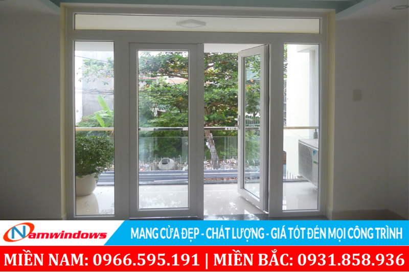 Cửa nhựa lõi thép 2 cánh chết 2 cánh mở quay ra ngoài