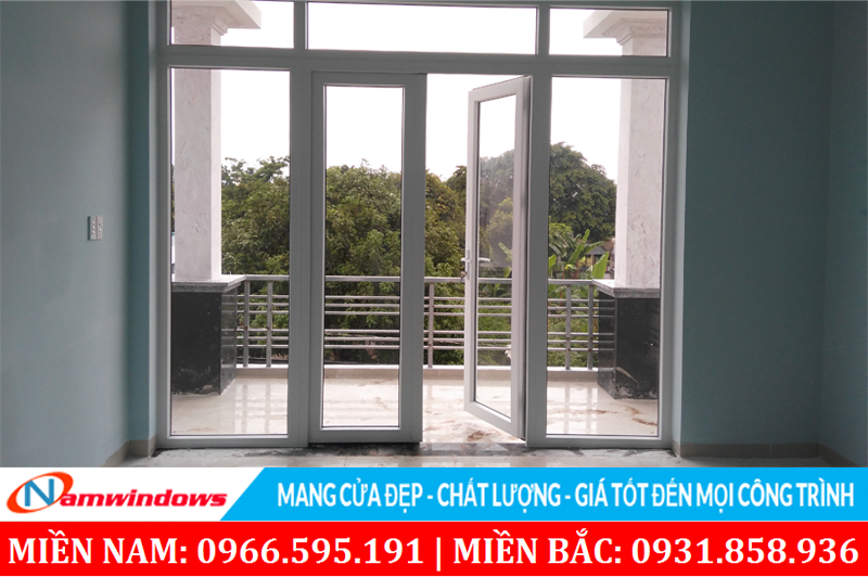 Cửa nhựa lõi thép 2 cánh chết 2 cánh mở