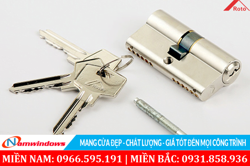 Hình ảnh lõi khóa cửa nhựa lõi thép hãng Roto