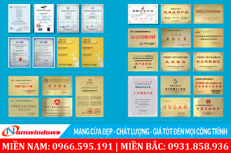 Một số chứng nhận chất lượng và các giải thưởng phụ kiện Guoqiang