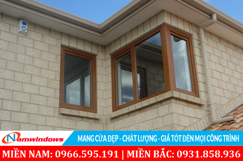Hình ảnh cửa sổ nhựa lõi thép vân gỗ