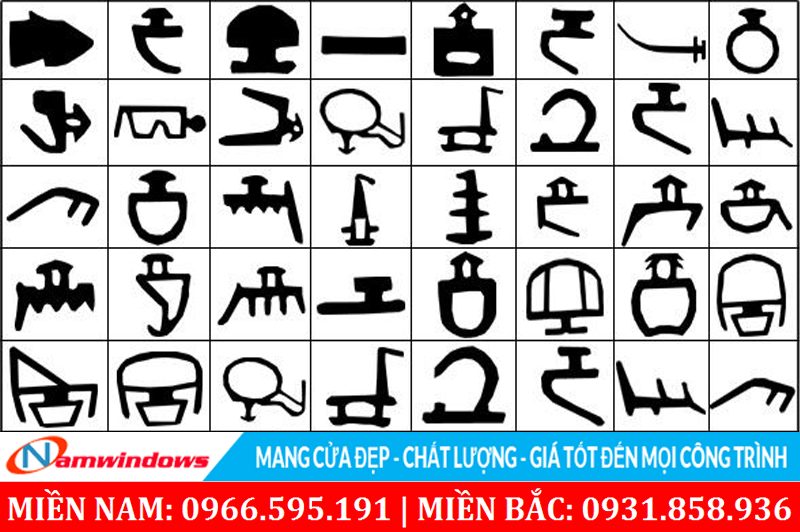 Sự khác nhau ở hình dạng các loại ron cao su dụng cho cửa nhựa uPVC