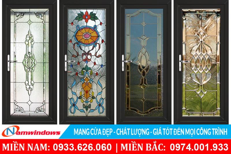 Mẫu cửa nhựa lõi thép đẹp sử dụng kính hoa đồng