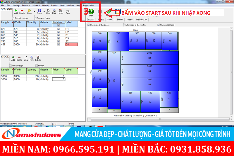 Bấm vào Start để phần mềm bắt đầu chia khổ