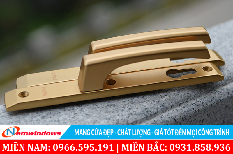 Tay nắm khóa màu vàng cho cửa nhựa uPVC