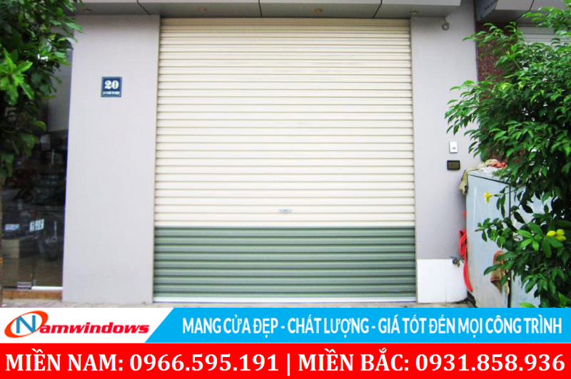 Mẫu cửa cuốn tấm liền kết hợp nhiều màu