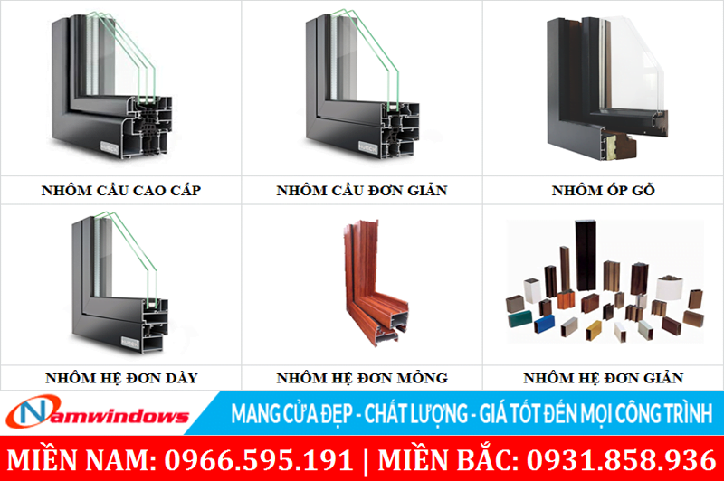 Các loại cửa nhôm kính
