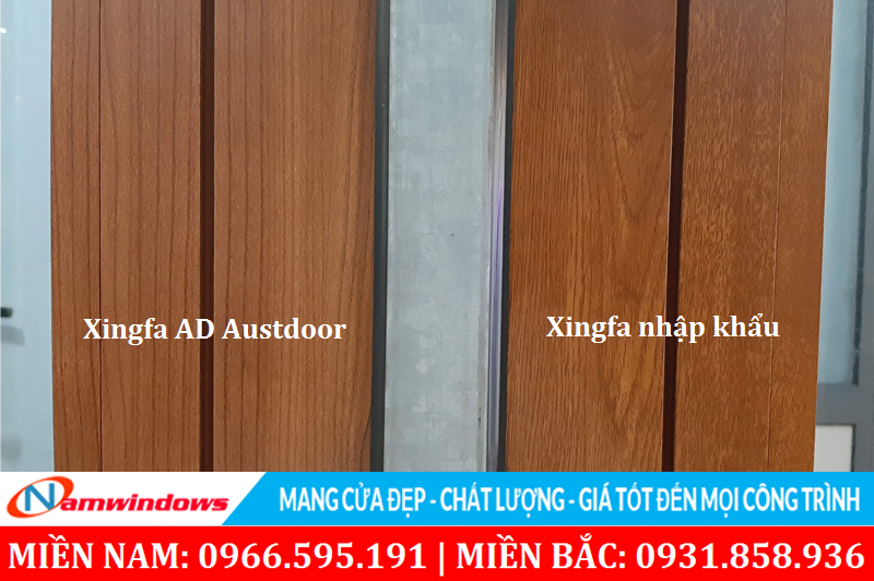 Màu giả gỗ của 2 loại nhôm Xingfa