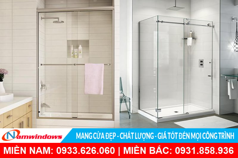 Mẫu phòng tắm kính cửa lùa