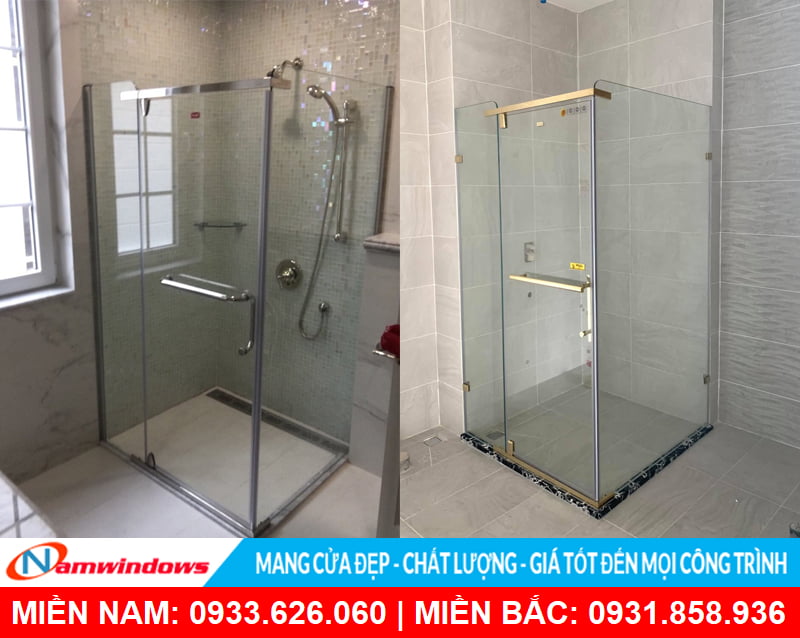 Phòng tắm kính 90 độ hình vuông đẹp