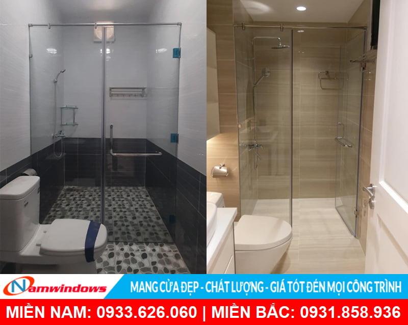 Phòng tắm kính mở quay 180 độ đẹp