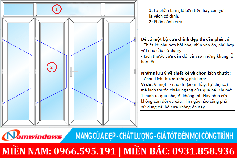 Chú ý khi chọn kích thước cửa chính 4 cánh