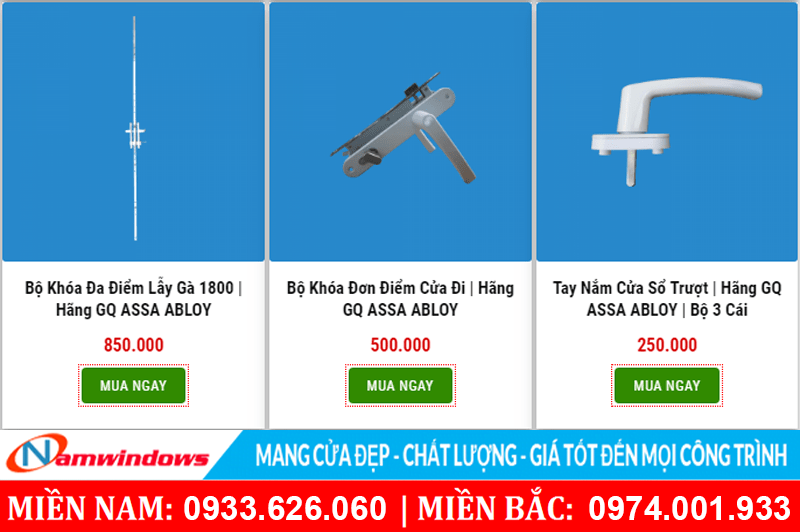 Báo giá tay nắm cửa nhựa lõi thép dành cho cửa đi