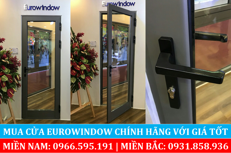 Cửa nhôm Eurowindow loại cửa đi 1 cánh mở ra vào