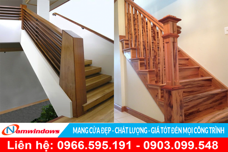 Mẫu cầu thang gỗ đẹp khách cho nhà phố và biệt thự