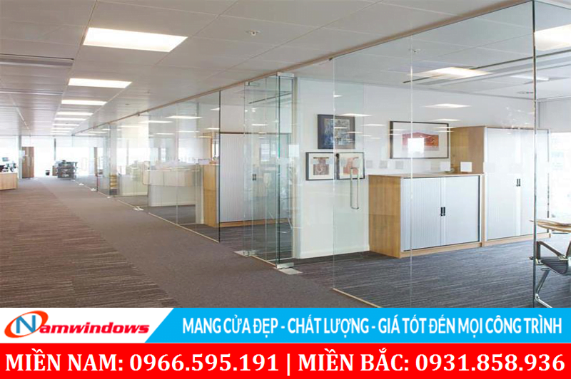 Vách ngăn sử dụng khung nẹp nhôm