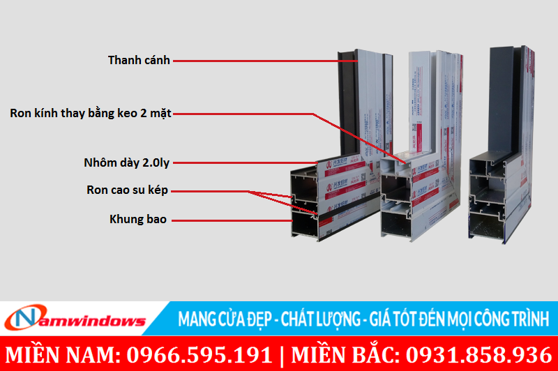 Cấu tạo cửa nhôm Xingfa làm cửa chính 4 cánh