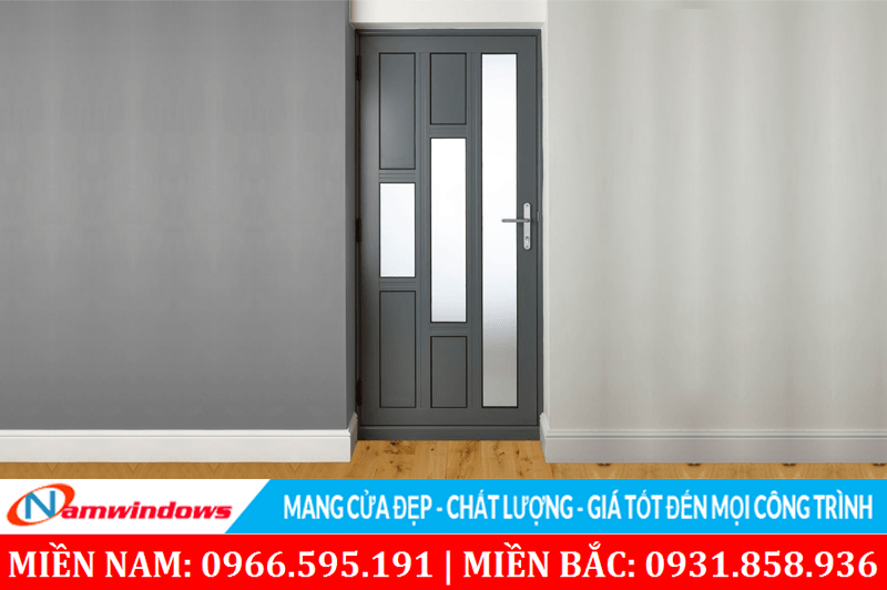 Mẫu cửa phòng ngủ làm bằng nhôm kính