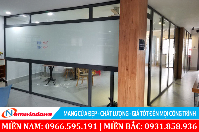 Vách ngăn sử dụng nhôm Xingfa