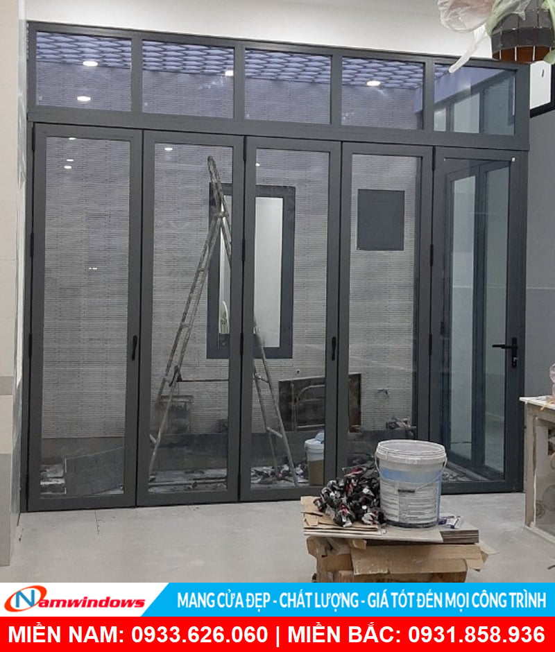 Cửa nhôm xingfa xếp trượt 5 cánh