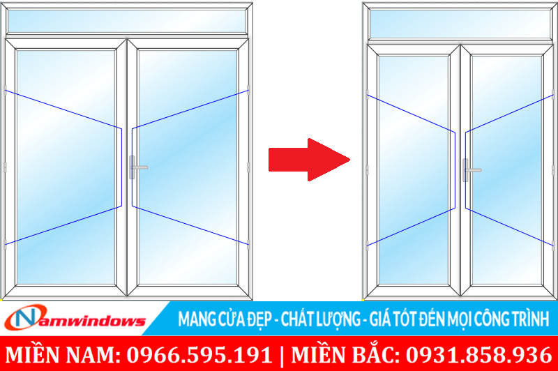Kích thước cửa chính 2 cánh phải cân đối