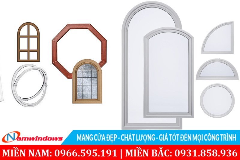 Một số mẫu cửa có hình dạng mà nhựa uPVC có thể thi công
