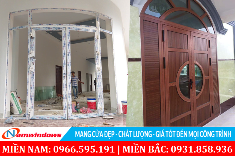 Các kiểu cửa nhôm kính uốn cong có vòm đẹp