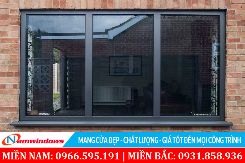 Thiết kế vách kính nhôm màu ghi