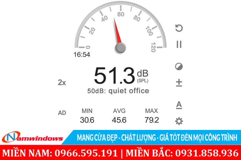 Cường độ âm thanh dB sau khi đo bằng APP