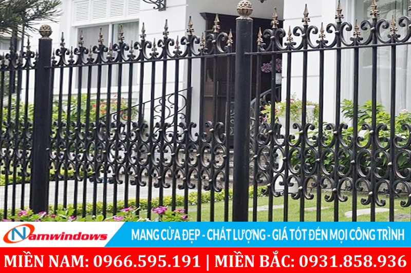 Mẫu hàng rào đen xen sắt mỹ nghệ