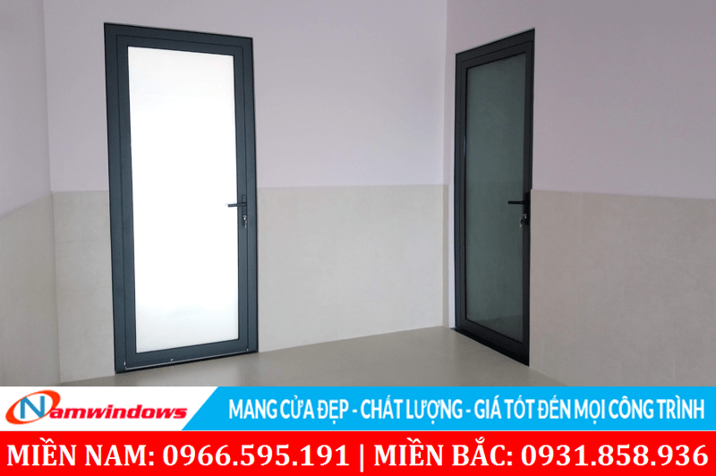 Cửa nhôm kính 1 cánh Xingfa cho nhà vệ sinh phòng tắm