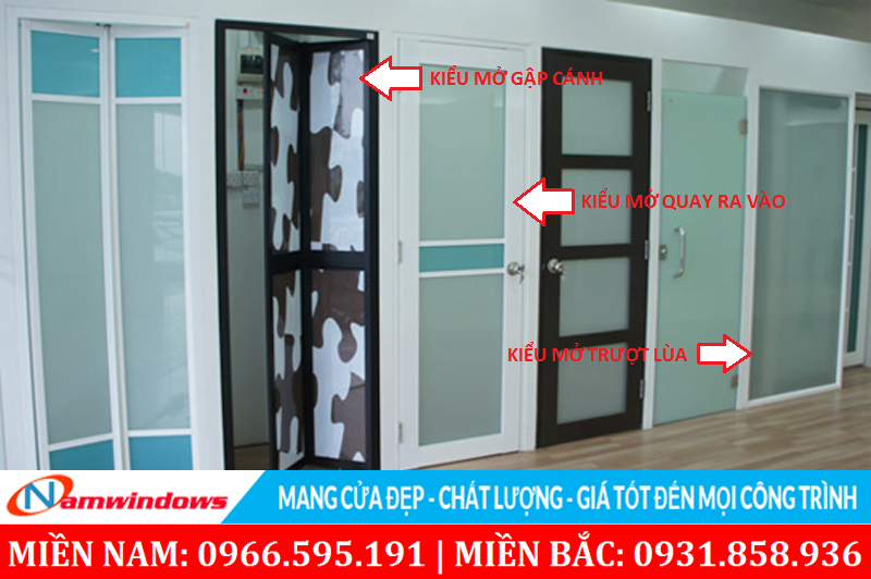 Những kiểu mở ứng dụng cho cửa nhôm kính nhà vệ sinh