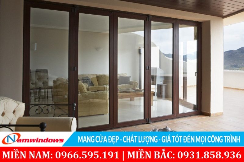 Mẫu 46: Cửa đi mở xếp trượt 5 cánh