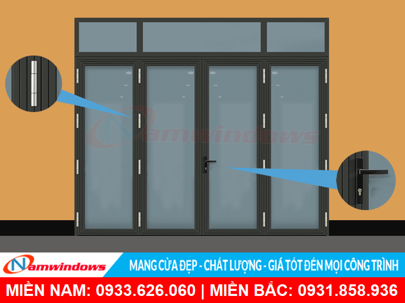 Cửa nhôm xingfa 4 cánh cao cấp