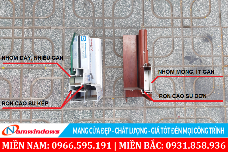 Hình ảnh cách phân biệt cửa nhôm loại nào tốt