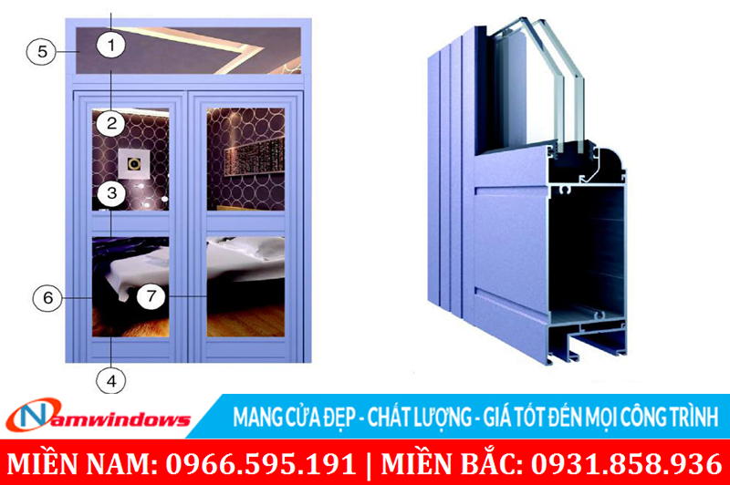 Hình ảnh cửa đi nhôm Xingfa hệ 55