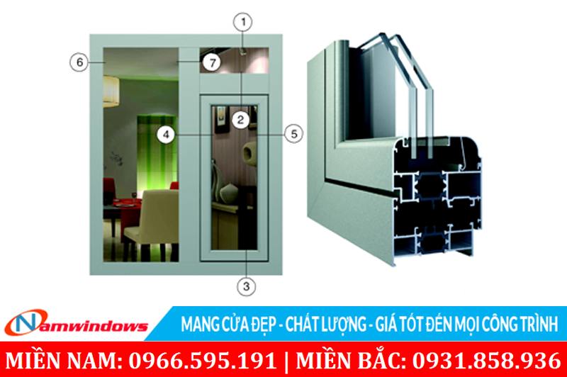 Hình ảnh Xingfa hệ 65 làm cửa loại có cầu cách nhiệt