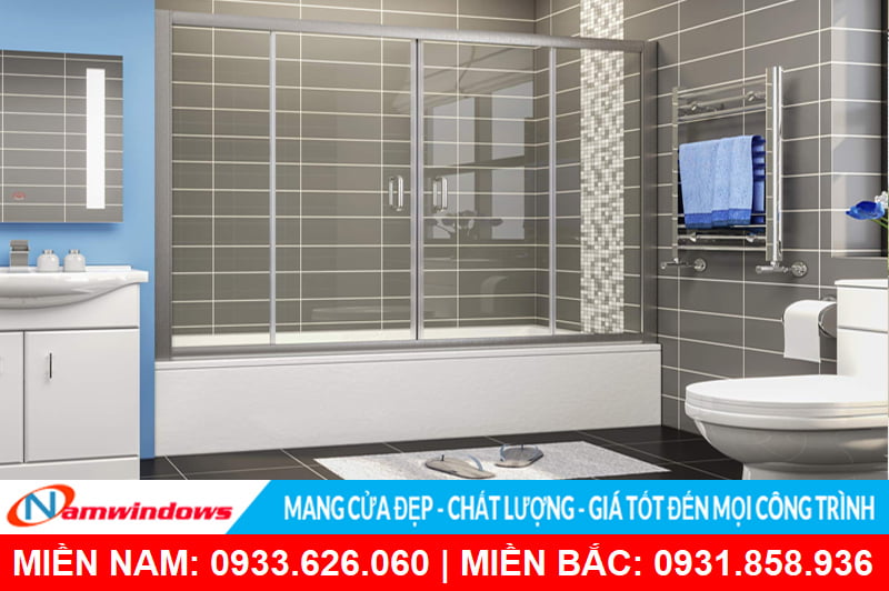 Mẫu cửa kính bồn tắm lùa 2 bên