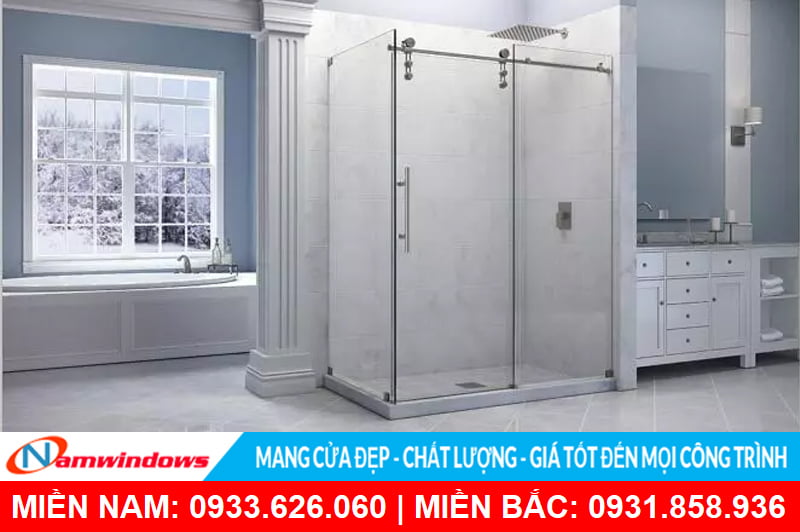 Mẫu cửa kính phòng tắm mở lùa dạng cabin