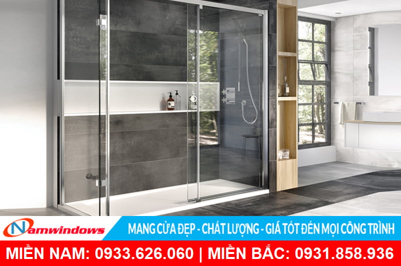 Mẫu cửa kính phòng tắm mở lùa dạng cabin