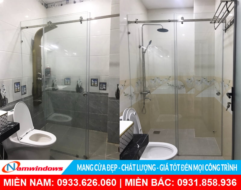 Phòng tắm cửa lùa kính cường lực