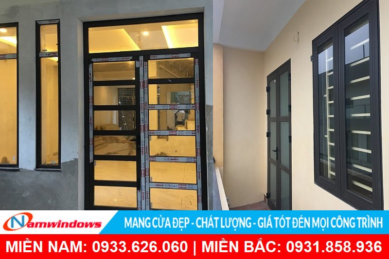 Mẫu cửa đi nhôm xingfa chia đố ngang