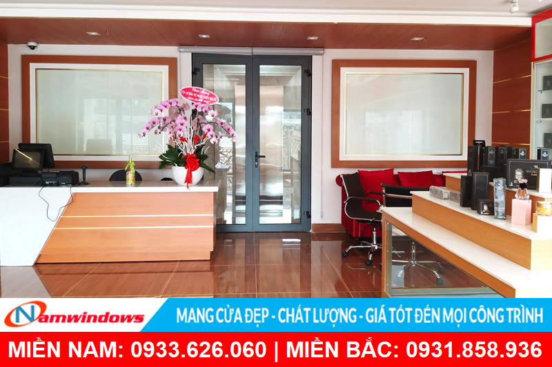Cửa nhôm Xingfa 2 cánh cho văn phòng